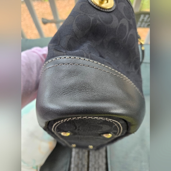 Coach Black Tote with Leather & Gold Accents - Picture 2 of 10